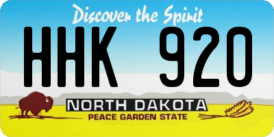 ND license plate HHK920