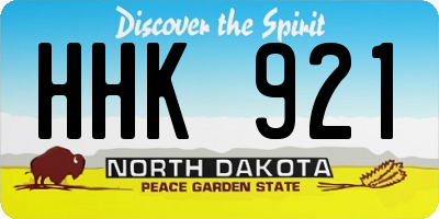ND license plate HHK921