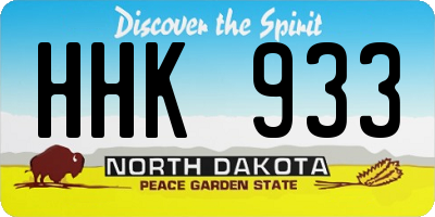 ND license plate HHK933