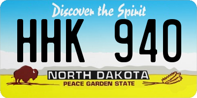 ND license plate HHK940
