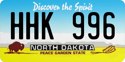 ND license plate HHK996