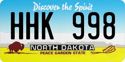 ND license plate HHK998