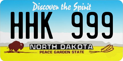 ND license plate HHK999