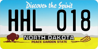 ND license plate HHL018