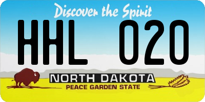 ND license plate HHL020