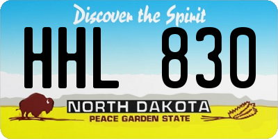 ND license plate HHL830