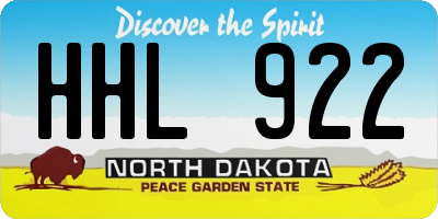 ND license plate HHL922