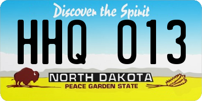 ND license plate HHQ013