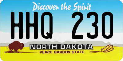 ND license plate HHQ230