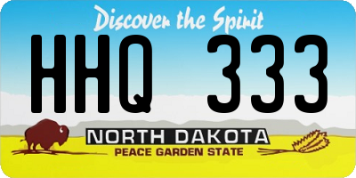 ND license plate HHQ333