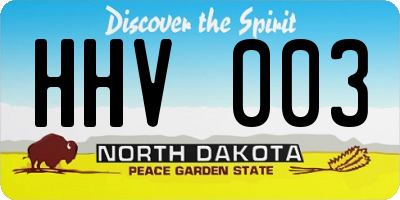 ND license plate HHV003
