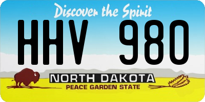 ND license plate HHV980