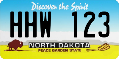 ND license plate HHW123