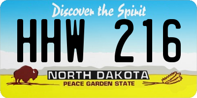 ND license plate HHW216