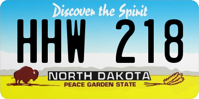 ND license plate HHW218