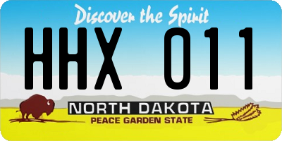 ND license plate HHX011