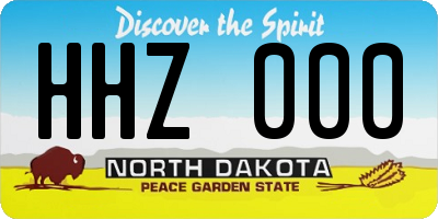 ND license plate HHZ000