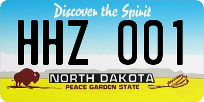 ND license plate HHZ001