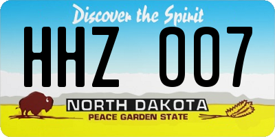 ND license plate HHZ007