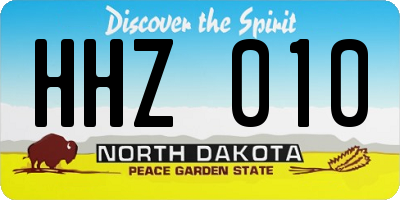 ND license plate HHZ010