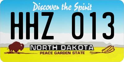 ND license plate HHZ013