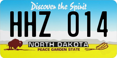ND license plate HHZ014