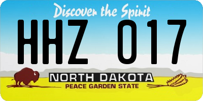 ND license plate HHZ017