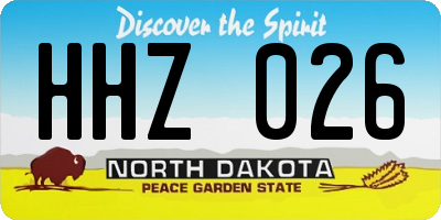 ND license plate HHZ026