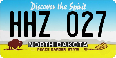 ND license plate HHZ027