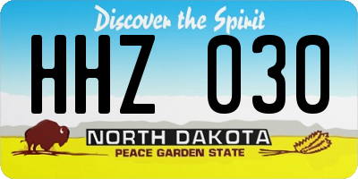 ND license plate HHZ030