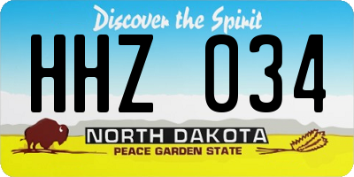 ND license plate HHZ034