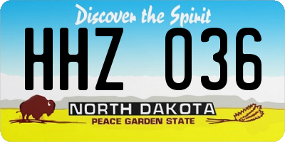 ND license plate HHZ036