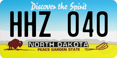 ND license plate HHZ040