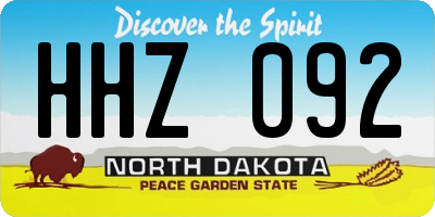ND license plate HHZ092