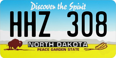 ND license plate HHZ308