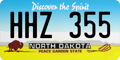 ND license plate HHZ355
