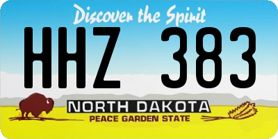ND license plate HHZ383