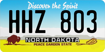 ND license plate HHZ803
