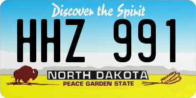 ND license plate HHZ991