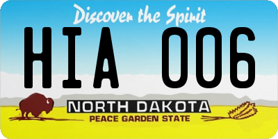 ND license plate HIA006