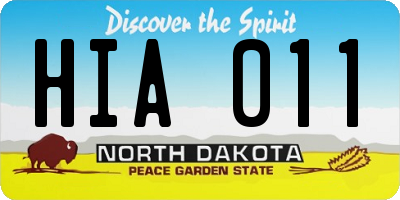 ND license plate HIA011