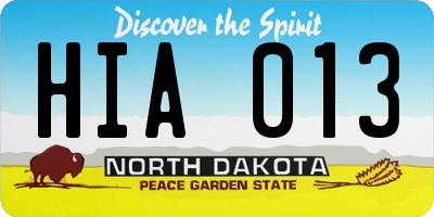 ND license plate HIA013