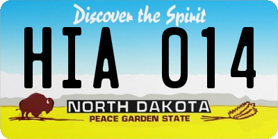 ND license plate HIA014