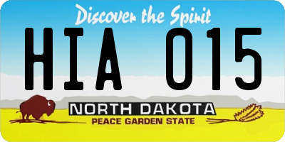 ND license plate HIA015