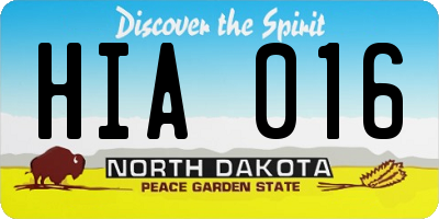 ND license plate HIA016