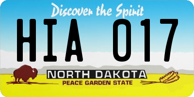 ND license plate HIA017