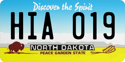 ND license plate HIA019