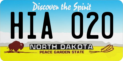 ND license plate HIA020