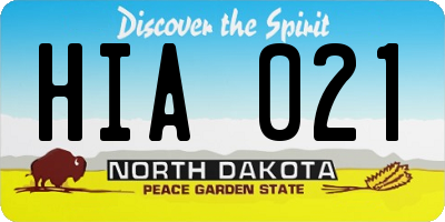 ND license plate HIA021