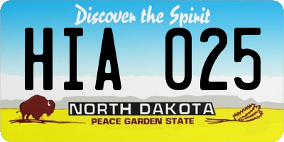 ND license plate HIA025